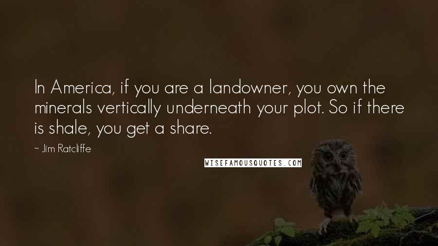 Jim Ratcliffe Quotes: In America, if you are a landowner, you own the minerals vertically underneath your plot. So if there is shale, you get a share.