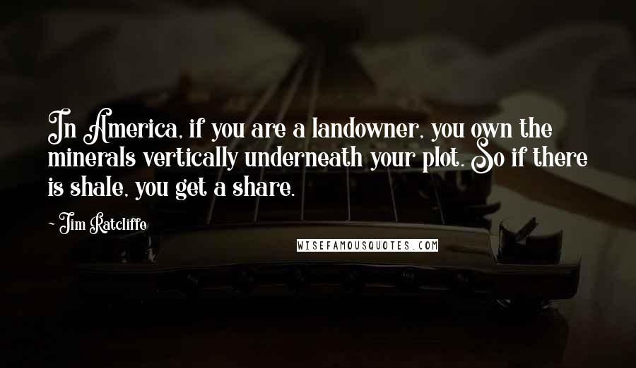 Jim Ratcliffe Quotes: In America, if you are a landowner, you own the minerals vertically underneath your plot. So if there is shale, you get a share.