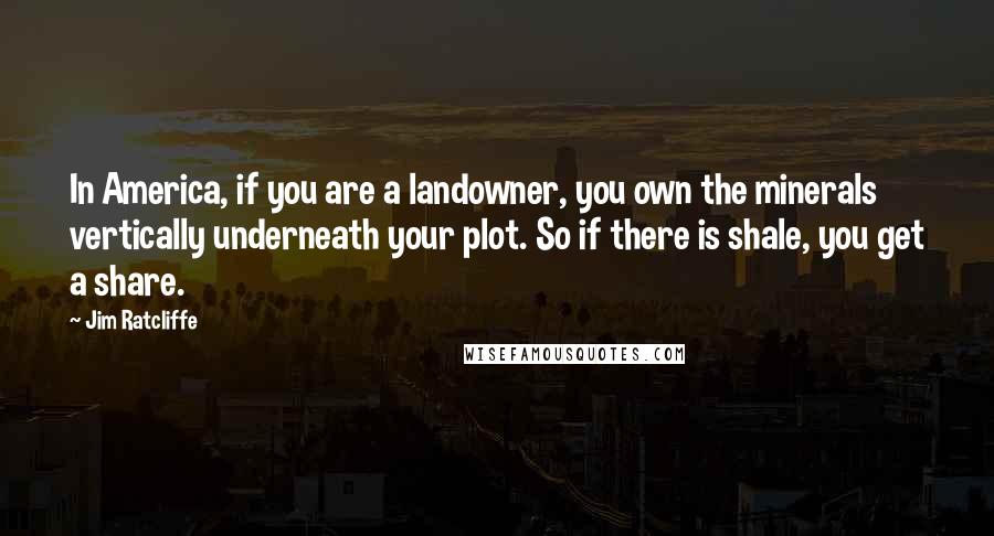 Jim Ratcliffe Quotes: In America, if you are a landowner, you own the minerals vertically underneath your plot. So if there is shale, you get a share.