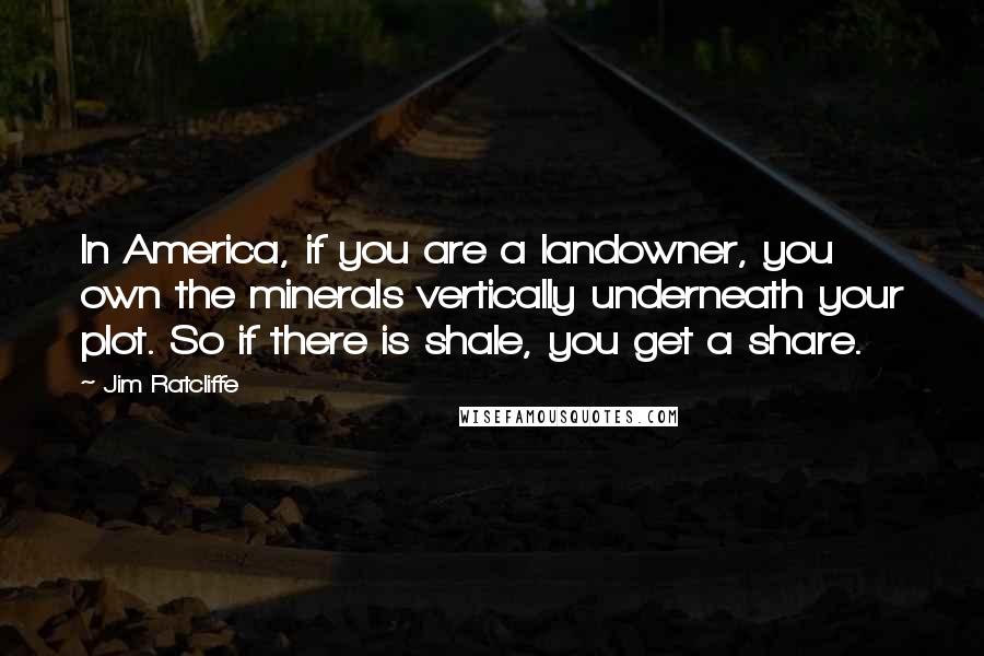 Jim Ratcliffe Quotes: In America, if you are a landowner, you own the minerals vertically underneath your plot. So if there is shale, you get a share.