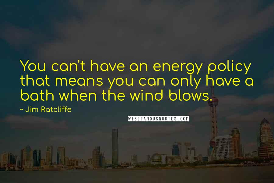 Jim Ratcliffe Quotes: You can't have an energy policy that means you can only have a bath when the wind blows.