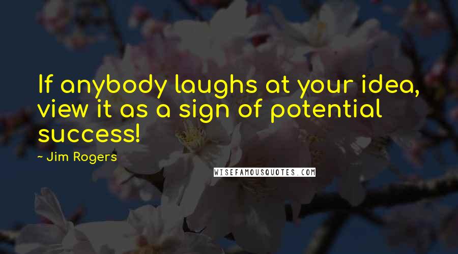 Jim Rogers Quotes: If anybody laughs at your idea, view it as a sign of potential success!