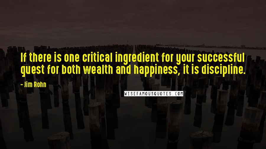 Jim Rohn Quotes: If there is one critical ingredient for your successful quest for both wealth and happiness, it is discipline.