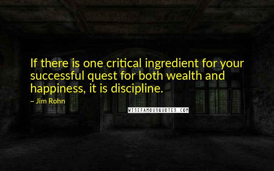 Jim Rohn Quotes: If there is one critical ingredient for your successful quest for both wealth and happiness, it is discipline.