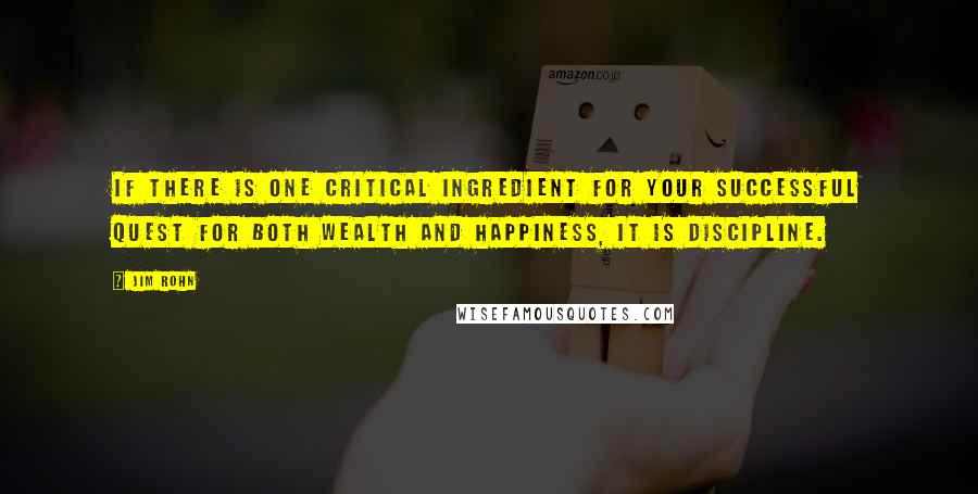 Jim Rohn Quotes: If there is one critical ingredient for your successful quest for both wealth and happiness, it is discipline.