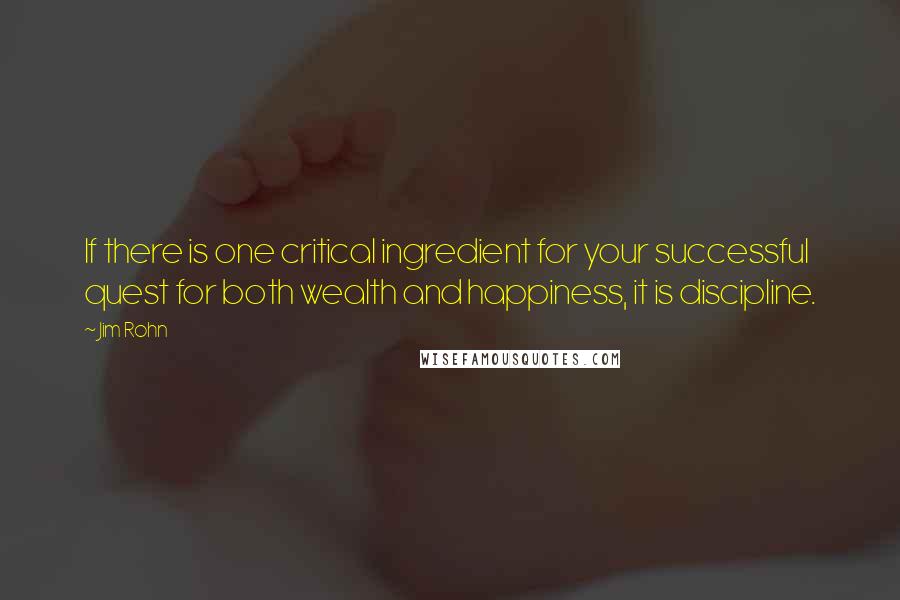 Jim Rohn Quotes: If there is one critical ingredient for your successful quest for both wealth and happiness, it is discipline.