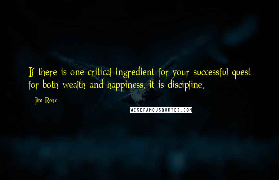 Jim Rohn Quotes: If there is one critical ingredient for your successful quest for both wealth and happiness, it is discipline.