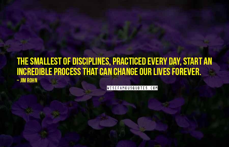 Jim Rohn Quotes: The smallest of disciplines, practiced every day, start an incredible process that can change our lives forever.