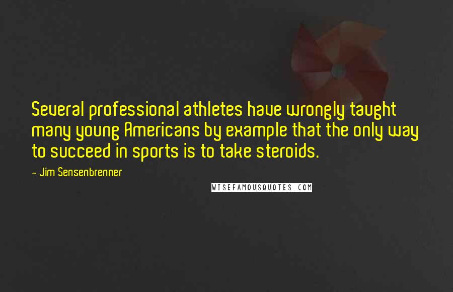 Jim Sensenbrenner Quotes: Several professional athletes have wrongly taught many young Americans by example that the only way to succeed in sports is to take steroids.