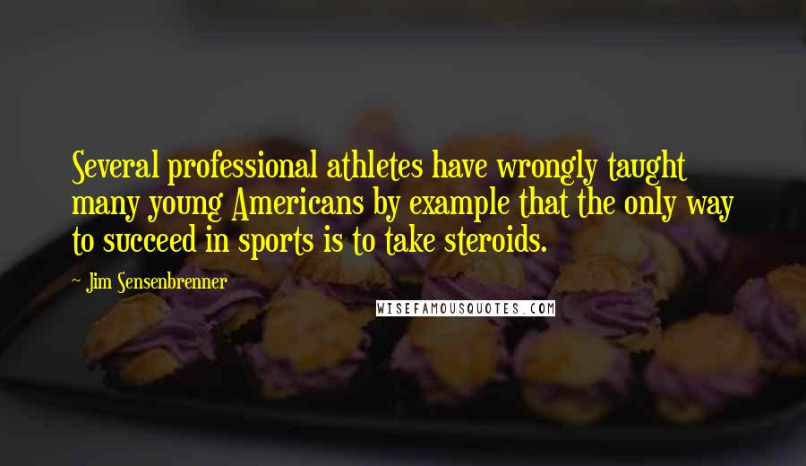Jim Sensenbrenner Quotes: Several professional athletes have wrongly taught many young Americans by example that the only way to succeed in sports is to take steroids.