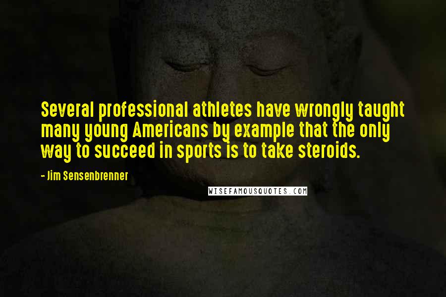 Jim Sensenbrenner Quotes: Several professional athletes have wrongly taught many young Americans by example that the only way to succeed in sports is to take steroids.