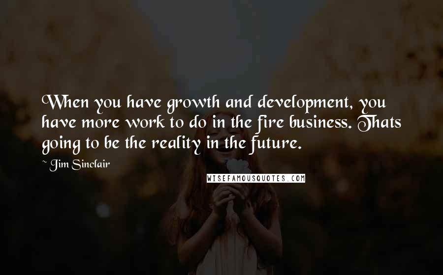 Jim Sinclair Quotes: When you have growth and development, you have more work to do in the fire business. Thats going to be the reality in the future.