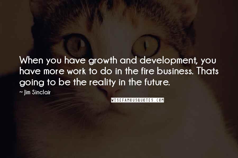 Jim Sinclair Quotes: When you have growth and development, you have more work to do in the fire business. Thats going to be the reality in the future.