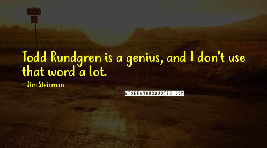 Jim Steinman Quotes: Todd Rundgren is a genius, and I don't use that word a lot.