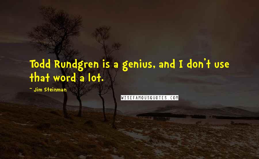 Jim Steinman Quotes: Todd Rundgren is a genius, and I don't use that word a lot.