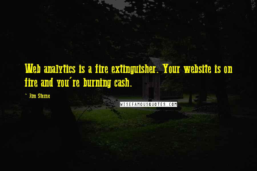 Jim Sterne Quotes: Web analytics is a fire extinguisher. Your website is on fire and you're burning cash.