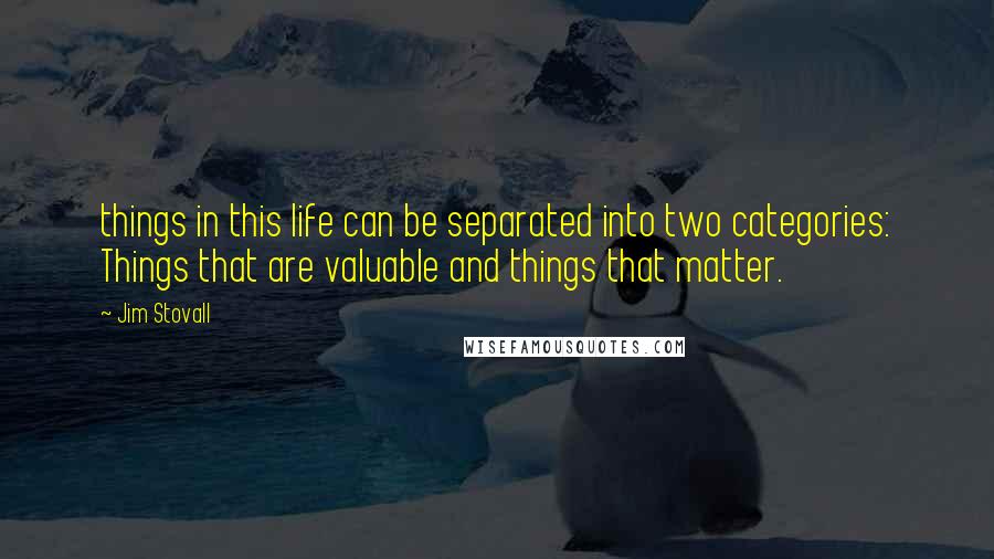 Jim Stovall Quotes: things in this life can be separated into two categories: Things that are valuable and things that matter.