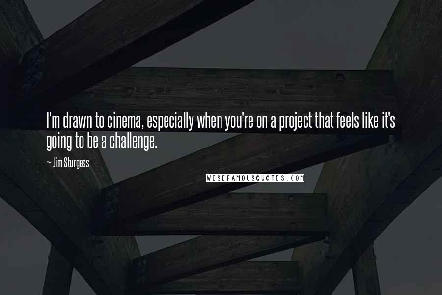 Jim Sturgess Quotes: I'm drawn to cinema, especially when you're on a project that feels like it's going to be a challenge.