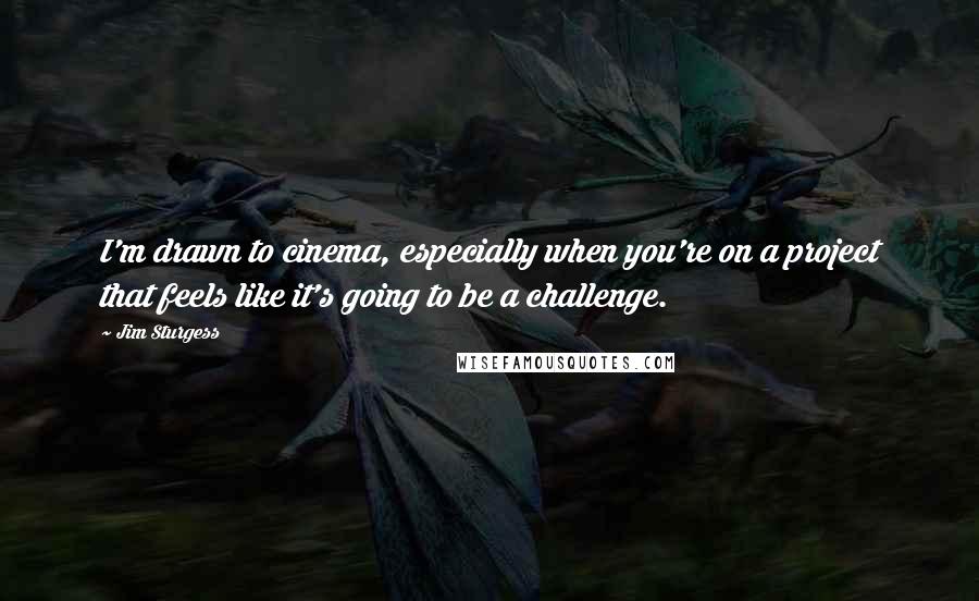 Jim Sturgess Quotes: I'm drawn to cinema, especially when you're on a project that feels like it's going to be a challenge.