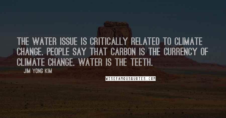 Jim Yong Kim Quotes: The water issue is critically related to climate change. People say that carbon is the currency of climate change. Water is the teeth.