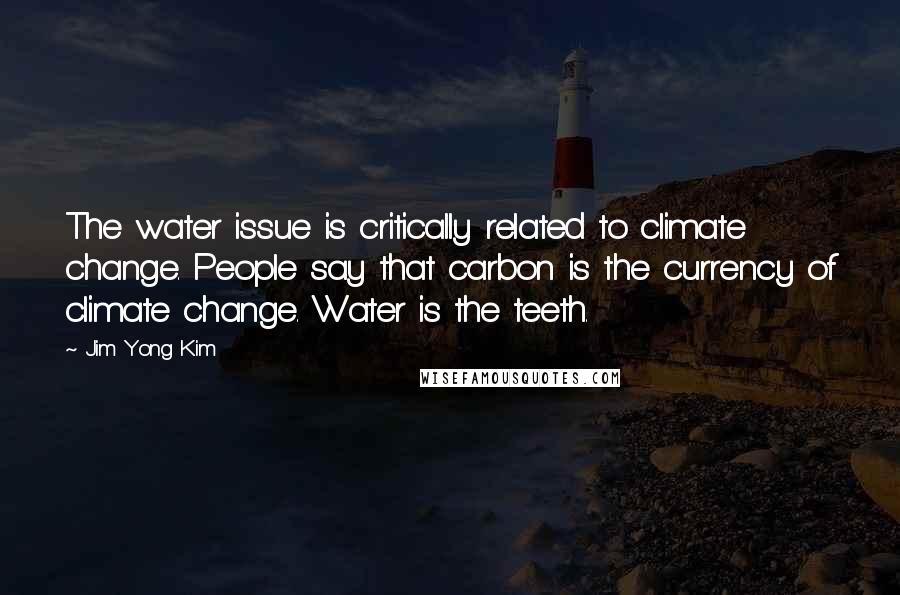 Jim Yong Kim Quotes: The water issue is critically related to climate change. People say that carbon is the currency of climate change. Water is the teeth.