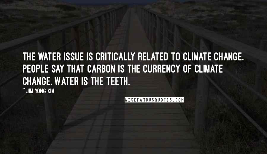 Jim Yong Kim Quotes: The water issue is critically related to climate change. People say that carbon is the currency of climate change. Water is the teeth.