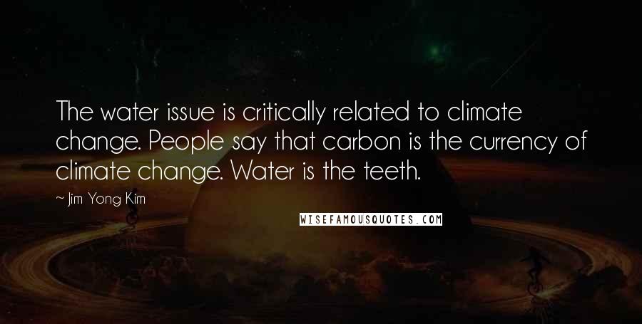 Jim Yong Kim Quotes: The water issue is critically related to climate change. People say that carbon is the currency of climate change. Water is the teeth.