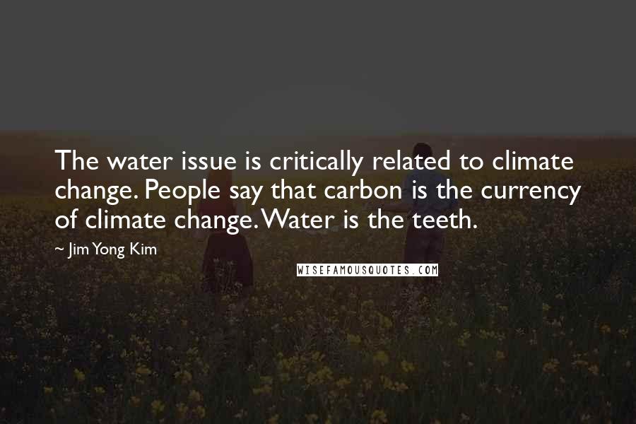 Jim Yong Kim Quotes: The water issue is critically related to climate change. People say that carbon is the currency of climate change. Water is the teeth.