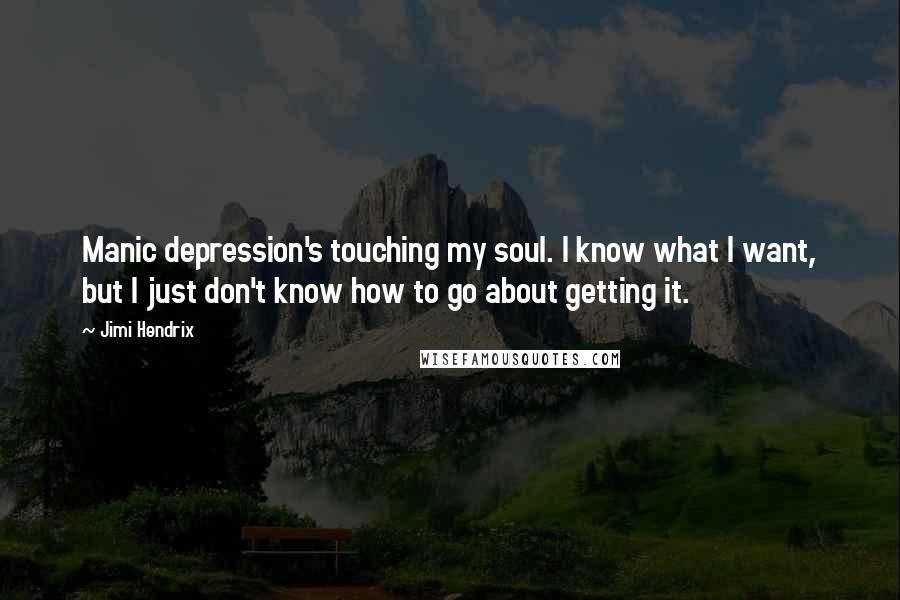 Jimi Hendrix Quotes: Manic depression's touching my soul. I know what I want, but I just don't know how to go about getting it.