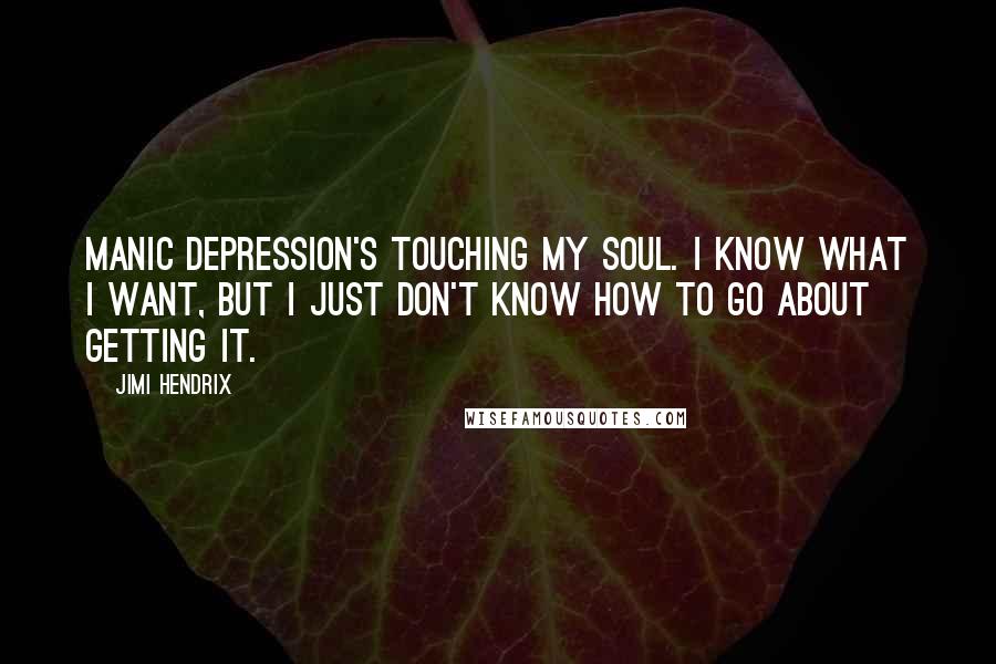 Jimi Hendrix Quotes: Manic depression's touching my soul. I know what I want, but I just don't know how to go about getting it.