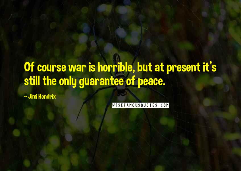 Jimi Hendrix Quotes: Of course war is horrible, but at present it's still the only guarantee of peace.