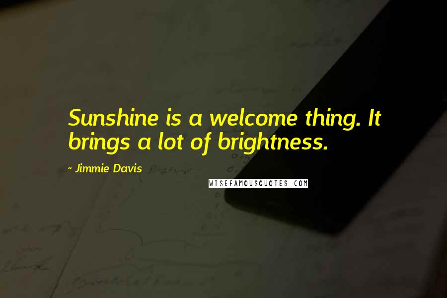 Jimmie Davis Quotes: Sunshine is a welcome thing. It brings a lot of brightness.