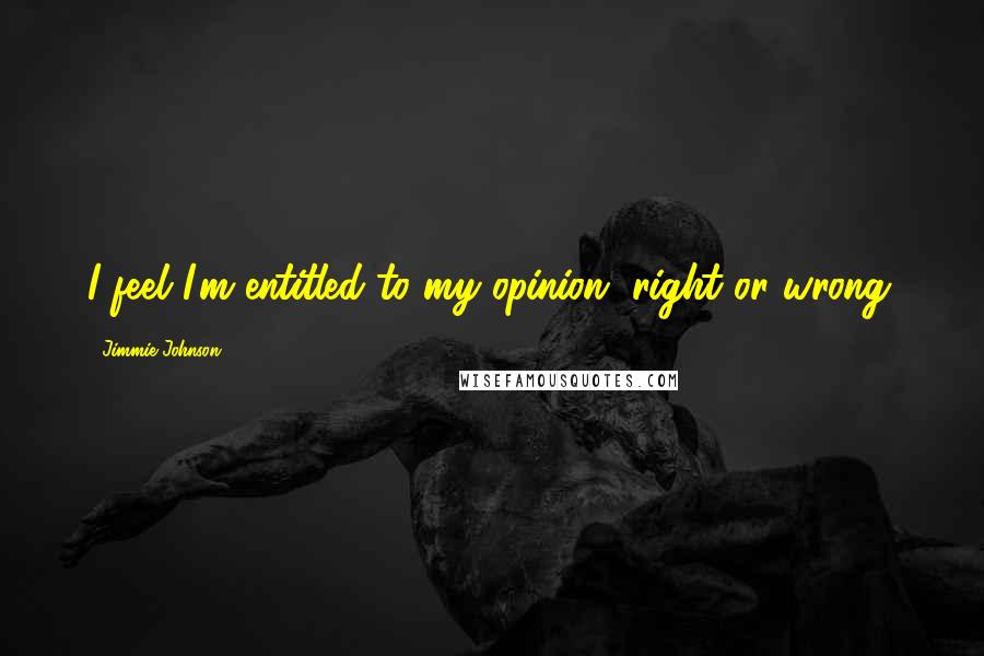Jimmie Johnson Quotes: I feel I'm entitled to my opinion, right or wrong.