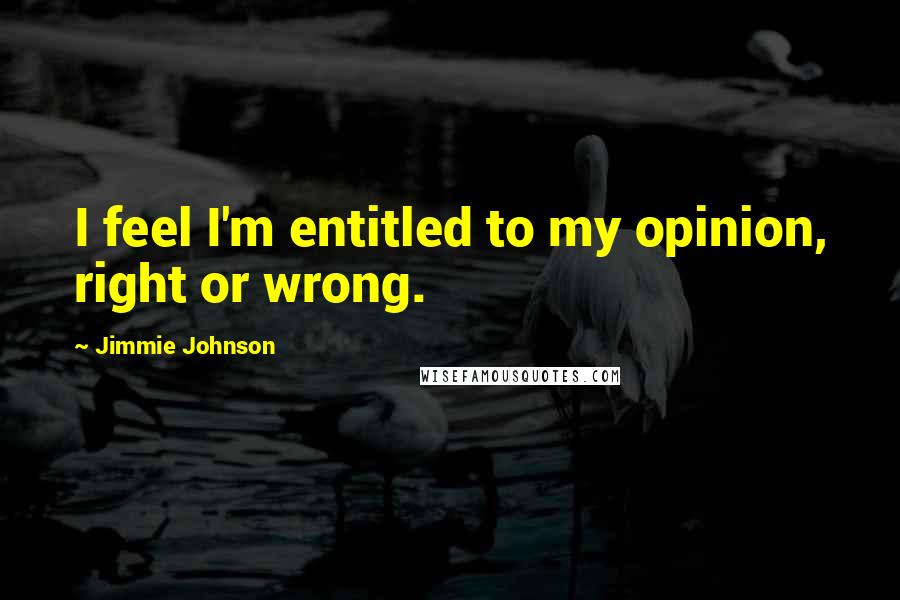 Jimmie Johnson Quotes: I feel I'm entitled to my opinion, right or wrong.