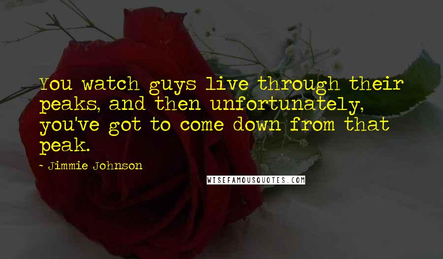 Jimmie Johnson Quotes: You watch guys live through their peaks, and then unfortunately, you've got to come down from that peak.