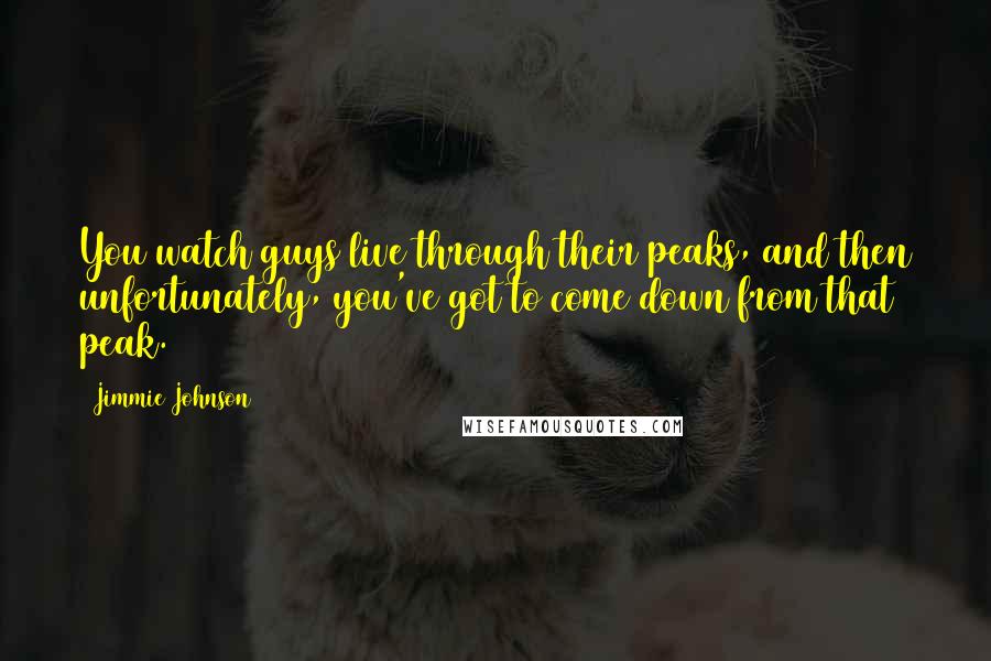 Jimmie Johnson Quotes: You watch guys live through their peaks, and then unfortunately, you've got to come down from that peak.