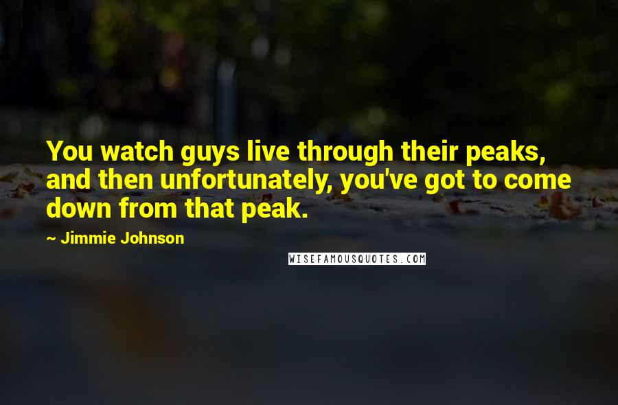 Jimmie Johnson Quotes: You watch guys live through their peaks, and then unfortunately, you've got to come down from that peak.