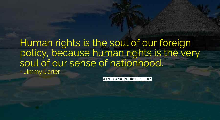 Jimmy Carter Quotes: Human rights is the soul of our foreign policy, because human rights is the very soul of our sense of nationhood.