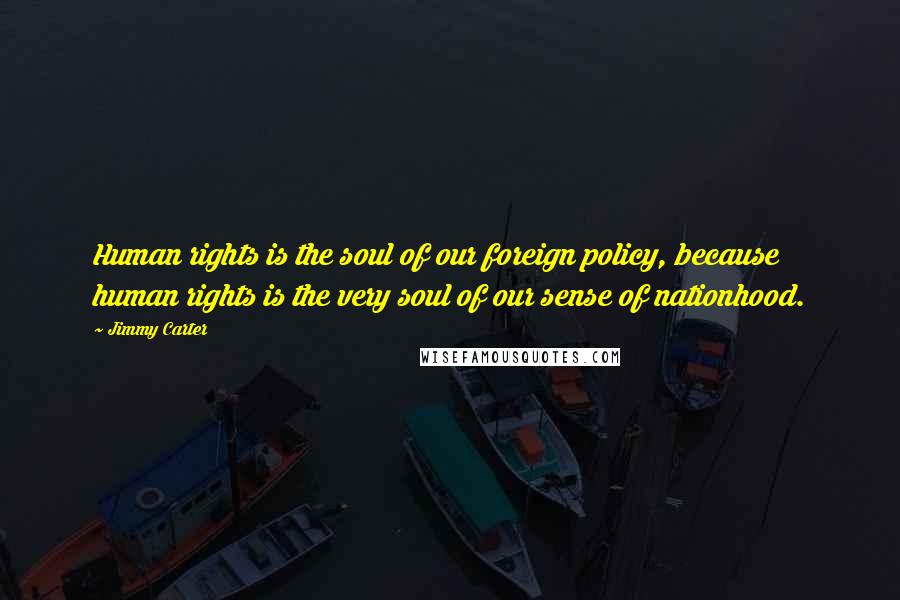 Jimmy Carter Quotes: Human rights is the soul of our foreign policy, because human rights is the very soul of our sense of nationhood.
