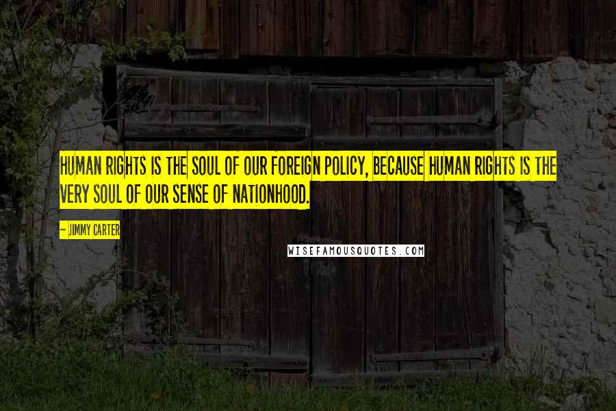 Jimmy Carter Quotes: Human rights is the soul of our foreign policy, because human rights is the very soul of our sense of nationhood.