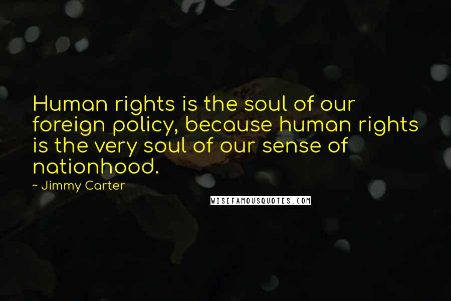 Jimmy Carter Quotes: Human rights is the soul of our foreign policy, because human rights is the very soul of our sense of nationhood.