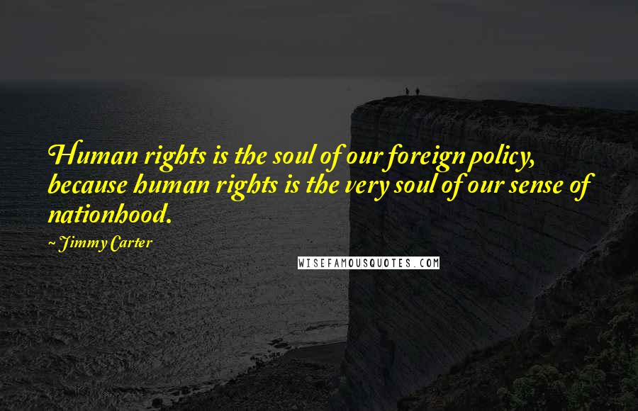 Jimmy Carter Quotes: Human rights is the soul of our foreign policy, because human rights is the very soul of our sense of nationhood.
