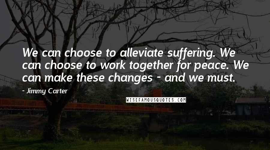 Jimmy Carter Quotes: We can choose to alleviate suffering. We can choose to work together for peace. We can make these changes - and we must.