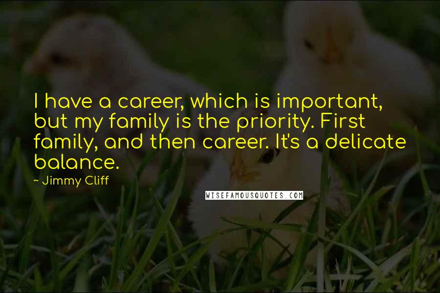Jimmy Cliff Quotes: I have a career, which is important, but my family is the priority. First family, and then career. It's a delicate balance.