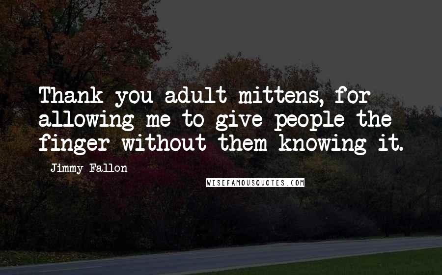 Jimmy Fallon Quotes: Thank you adult mittens, for allowing me to give people the finger without them knowing it.