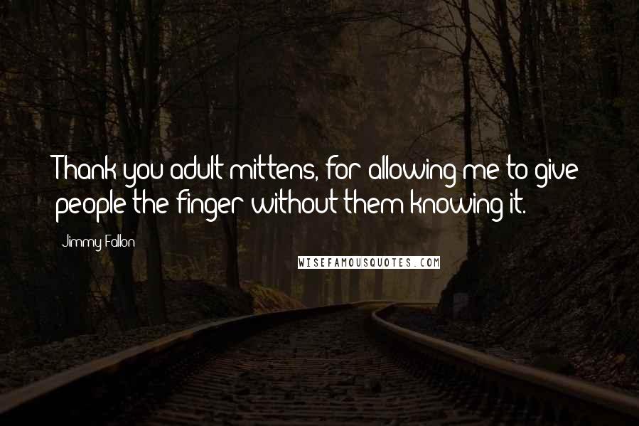 Jimmy Fallon Quotes: Thank you adult mittens, for allowing me to give people the finger without them knowing it.