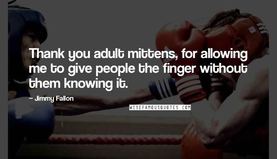 Jimmy Fallon Quotes: Thank you adult mittens, for allowing me to give people the finger without them knowing it.