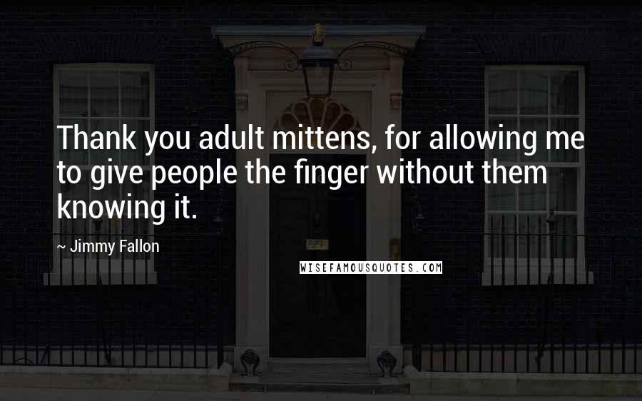 Jimmy Fallon Quotes: Thank you adult mittens, for allowing me to give people the finger without them knowing it.