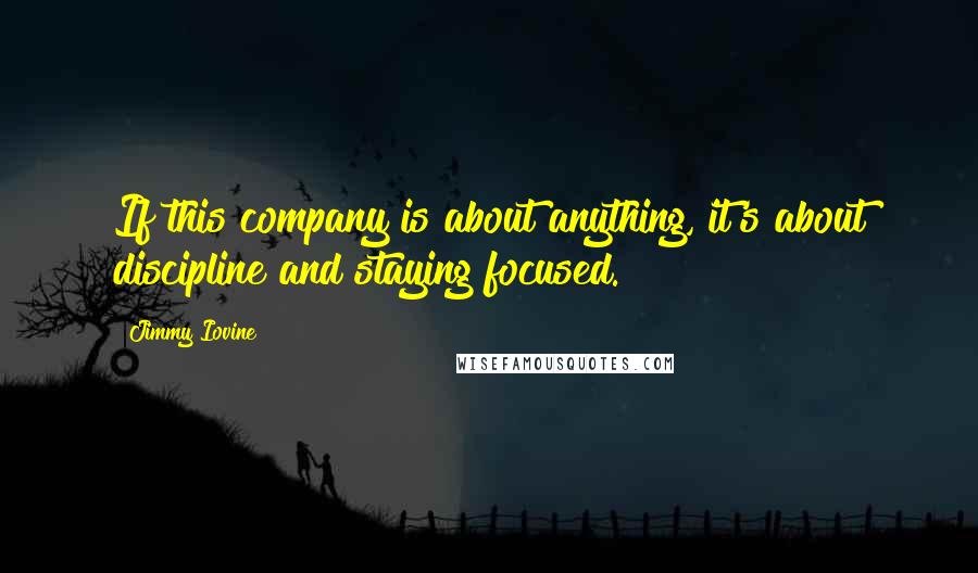 Jimmy Iovine Quotes: If this company is about anything, it's about discipline and staying focused.