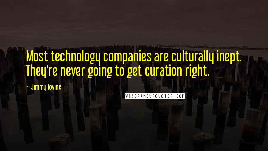 Jimmy Iovine Quotes: Most technology companies are culturally inept. They're never going to get curation right.